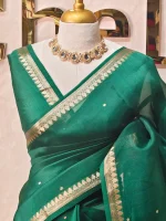 Organza banarasi with small floral zari-woven buttas - Image 7
