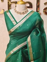 Organza banarasi with small floral zari-woven buttas - Image 8