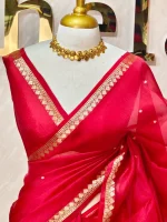 Organza banarasi with small floral zari-woven buttas - Image 11