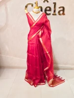 Organza banarasi with small floral zari-woven buttas - Image 12