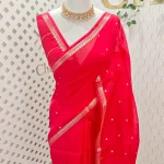 Organza banarasi with small floral zari-woven buttas