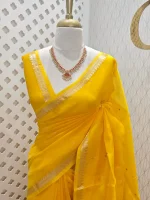 Organza banarasi with small floral zari-woven buttas - Image 4