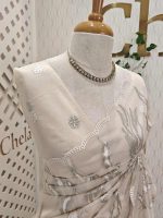 Turkish organza with aquatic plant-inspired embroidery - Image 24