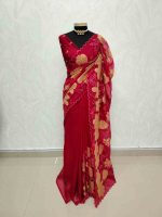 Organza with oversized floral applique and leafy vine embroidery. - Image 8