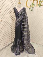Organsa with wavy vertical embroidery work and scallop border - Image 32