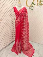 Organsa with wavy vertical embroidery work and scallop border - Image 3
