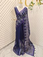 Organsa with wavy vertical embroidery work and scallop border - Image 6