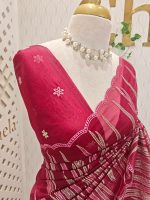 Organsa with wavy vertical embroidery work and scallop border - Image 8