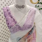 Organza with floral vein print and bead detailing