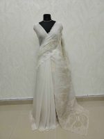 Organza with oversized floral applique-embroidery - Image 4