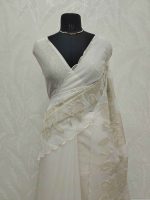 Organza with oversized floral applique-embroidery - Image 2