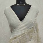 Organza with oversized floral applique-embroidery