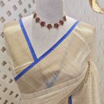 Soft silk with checks and zari-woven border with contrast edge