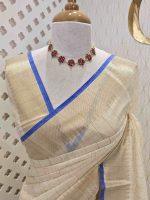 Soft silk with checks and zari-woven border with contrast edge
