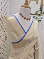 Soft silk with checks and zari-woven border with contrast edge - Image 3