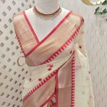 Soft silk with traditional border and thread-embroidered butis