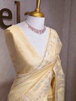 Semi tussar with cow and floral applique work on boarder - Image 5