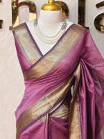 Tissue Banarasi with traditional zari woven border and checkered body - Image 13