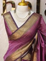 Tissue Banarasi with traditional zari woven border and checkered body - Image 12