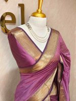 Tissue Banarasi with traditional zari woven border and checkered body - Image 10