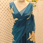 Tissue organza with oversized floral applique embroidery