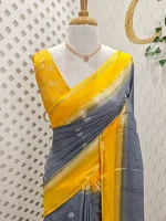 Viscose with contrast border and small zari checks and buttas on the body - Image 10