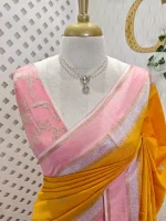 Viscose with contrast border and small zari checks and buttas on the body - Image 2