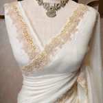 Crushed silk with floral thread work and cut work on borde