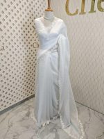 Crushed silk with floral thread work and cut work on borde - Image 24