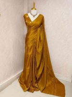 Tissue silk saree with plain body and elegant leaf motifs blouse - Image 15