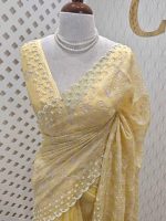 Kota Silk With Scalop Pearl Work - Image 7