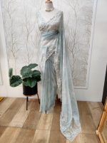 Organza With White Sugar Beads And Cut Beads Work - Image 14