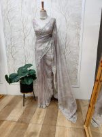 Organza With White Sugar Beads And Cut Beads Work - Image 17