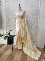 Tussar Silk with mango embroidery on the border