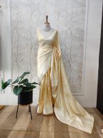 Tussar Silk with mango embroidery on the border - Image 3