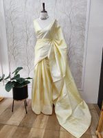 Tussar Silk with mango embroidery on the border - Image 5