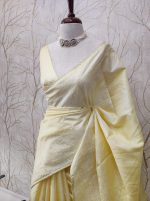 Tussar Silk with mango embroidery on the border - Image 6