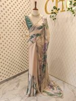 Georgette with oversized floral motifs with sticky stones and beads - Image 3