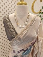 Georgette with oversized floral motifs with sticky stones and beads - Image 5