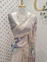 Georgette with oversized floral motifs with sticky stones and beads - Image 7