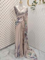 Georgette with oversized floral motifs with sticky stones and beads - Image 9