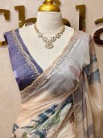 Georgette with oversized floral motifs with sticky stones and beads - Image 17