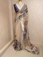 Georgette with oversized floral motifs with sticky stones and beads - Image 18