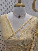 Semi tussar with peacock and floral applique work on border - Image 8