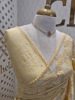 Semi tussar with peacock and floral applique work on border - Image 9