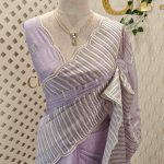 Organsa saree with intricate floral cut work style boarder