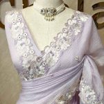 Crushed silk with floral threadwork, sequence detailing