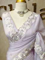 Crushed silk with floral threadwork, sequence detailing