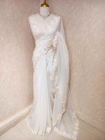 Crushed silk with floral threadwork, sequence detailing - Image 6