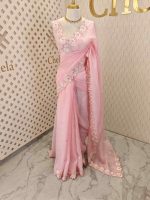 Crushed silk with floral threadwork, sequence detailing - Image 12
